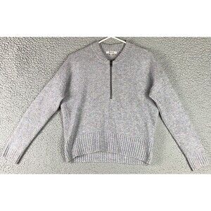 Madewell York Sweater XS Alpaca Wool Acrylic Half-Zip Pullover Grey Stretch